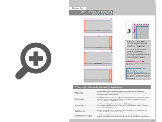 Product Bild brosch__re_mit_metall-spiralbindung__endformat_din_lang_quer_(210_x_99_mm)__192-seitig
